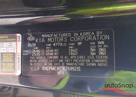 2020 Kia Sportage Lx из США, поврежденный, VIN KNDPMCAC3L7699231